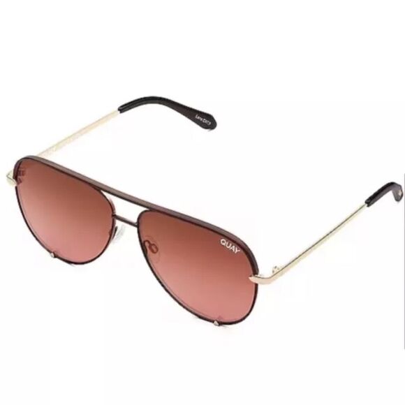NWOT  QUAY High Key Sunglasses Bronze Frame Brown Pink Gradient mirrored - Picture 3 of 8